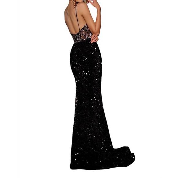 NEW PORTIA&SCARLETT cut glass sequin prom dress in black - Picture 2 of 3